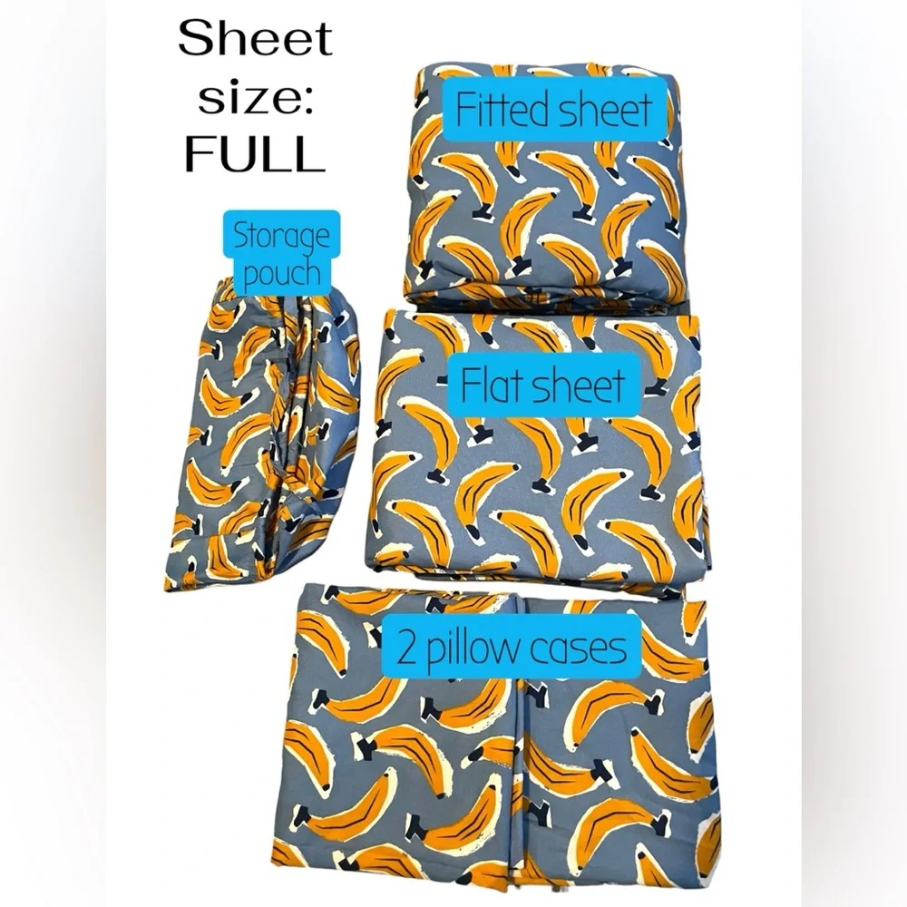 Banana Print Sheet Set - Blue & Yellow - Picture 2 of 9